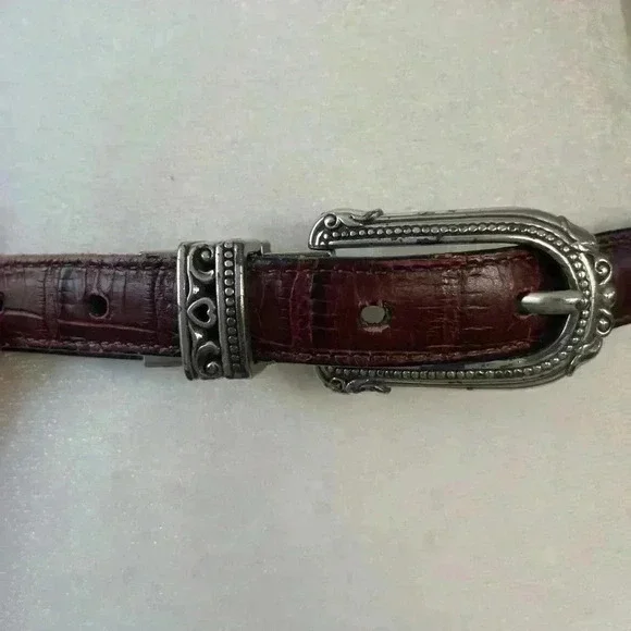 BRIGHTON|2in1 Black Leather Brown Crocodile Embossed Silver Buckle|ML Equestrian - Picture 11 of 13